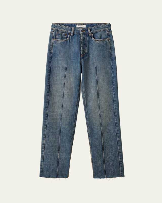 Mid-Rise Fitted Denim Pants
